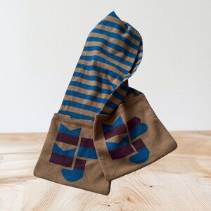 MARC BY MARC JACOBS Tan Blue Striped Pocket Scarf